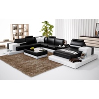JVmoebel Ecksofa, Ledersofa Couch Wohnlandschaft Ecksofa Eck Design Modern Sofa schwarz|weiß