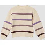 s.Oliver Gestreifter Strickpullover aus Chenille im Loose Fit - beige|mehrfarbig - 134/140