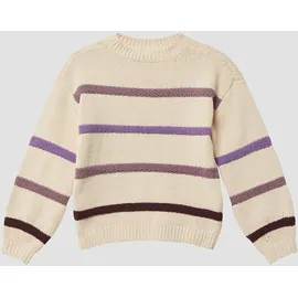s.Oliver Gestreifter Strickpullover aus Chenille im Loose Fit - beige|mehrfarbig - 134/140