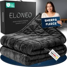 eloneo Sherpa Fleece Gewichtsdecke 135x200cm 11kg, Oeko-Tex Zertifiziert, Entspannungsdecke & Anti-Stress Therapiedecke, schwere Decke zum Schlafen, schwarz