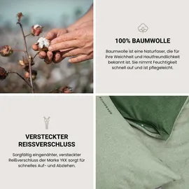 SCHIESSER Doubleface Renforcé hellgrün/dunkelgrün 135 x 200 cm + 80 x 80 cm