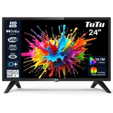 TuTu Fernseher 24 Zoll (60 cm) HD LED TV mit Triple Tuner (DVB-T/T2-C-S/S2), USB Media Player, HDMI, VGA, CI/CI+, Hotelmodus (2024, 220 Volt)