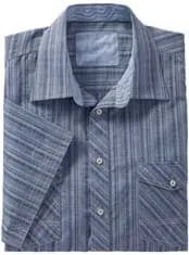 Kurzarmhemd MARCO DONATI, Herren, Gr. 47/48, Normalgrößen, blau, 100% Baumwolle, unifarben, körpernah, Hemden