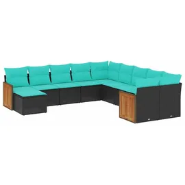 vidaXL Gartensofa-Set 11-tlg. schwarz