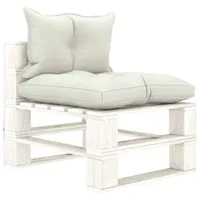 vidaXL Garten-Paletten-Mittelsofa mit Kissen Holz beige