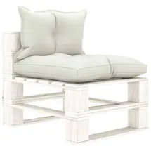 vidaXL Garten-Paletten-Mittelsofa mit Kissen Holz beige
