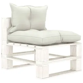 vidaXL Garten-Paletten-Mittelsofa mit Kissen Holz beige