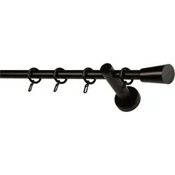 Gardinenstange GARESA "CLASSICO MOLIS", schwarz, L:130cm, Gardinenstangen, Vorhanggarnitur, verlängerbar, Wandmontage, Keil, mit Ringe und Haken