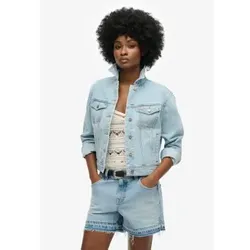 Superdry für Damen. W5011855A Jeansjacke mit blauem Saum (XL), Lässig, Baumwolle, Denim