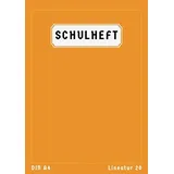 Independently published Lineatur 20 Din A4: 50 Blatt | Blankoheft A4 | Schulheft Lineatur 20 Blanko | Homeschooling und Schulanfang Heft | Orange