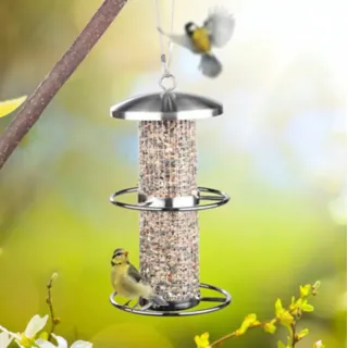 Hi Haushalt International Edelstahl Vogelfutterstation zum Aufhängen 14x27,5 cm