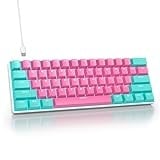 SOLIDEE mechanische Gaming Tastatur 60 Prozent,61 Tasten mit Lineare rote Schalter,Eisblaues Licht,kabelgebundene mechanische Tastatur mit LED-Hintergrundbeleuchtung,für PS5/PS4/Xbox(61 Miami)