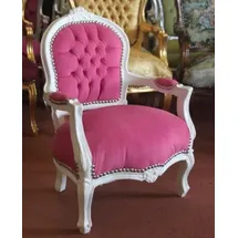 Casa Padrino Barock Kinder Stuhl Rosa/Weiß