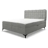venasi ROMA Boxspringbett 140x200 mit 2 Bettkästen und TOPPER H2/H3 Matratze GRAU Aragon 83 - Grau