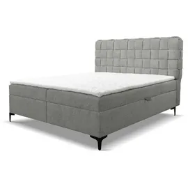 venasi ROMA Boxspringbett 140x200 mit 2 Bettkästen und TOPPER H2/H3 Matratze GRAU Aragon 83 - Grau