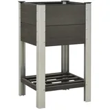 vidaXL Garten-Hochbeet mit Ablage 50 x 50 x 90 cm Grau