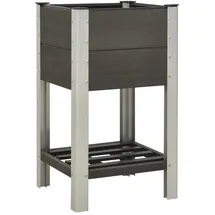 vidaXL Garten-Hochbeet mit Ablage 50 x 50 x 90 cm Grau
