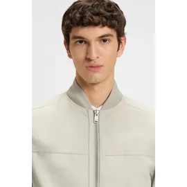 Boss Lederjacke BOSS ORANGE "Johice", Herren, Gr. 52, beige (light beige271), Obermaterial: 100% Ziegenleder, unifarben, regular fit hüftlang, Rundhals, Flachstrickbündchen, Jacken, aus weichem Ziegennappaleder Premium Herrenmode Leather Blouson Bomber