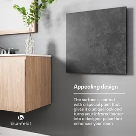 Blumfeldt Heat Square Infrarotheizung WiFi Steuerung 350W IP44 Wandmontage Dunkelgrauer Stein