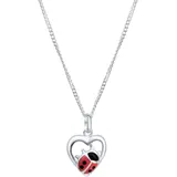 ZEEme Kette mit Anhänger »925 Silber Marienkäfer- und Herz-Motiv«, weiß