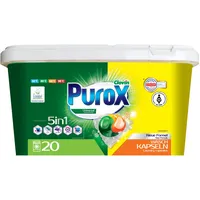 PUROX UNIVERSAL Waschkapseln (20 Stück) – Waschmittel für alle Textilien, entfernt Flecken, schützt Farben, vollständig ausspülbar, umweltfreundlich, Box
