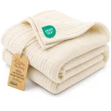 Totsy Baby Musselin Decke Babydecke Baumwolle 75 x 60 cm - Musselindecke Kuscheldecke Baby Musselintücher Kinderdecke dünne Babydecken Pucktuch Muslin Blanket für Kinder Oeko-Tex Hellbeige