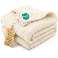 Totsy Baby Musselin Decke Babydecke Baumwolle 75 x 60 cm - Musselindecke Kuscheldecke Baby Musselintücher Kinderdecke dünne Babydecken Pucktuch Muslin Blanket für Kinder Oeko-Tex Hellbeige