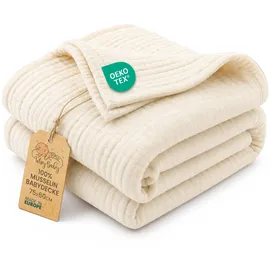 Totsy Baby Musselin Decke Babydecke Baumwolle 75 x 60 cm - Musselindecke Kuscheldecke Baby Musselintücher Kinderdecke dünne Babydecken Pucktuch Muslin Blanket für Kinder Oeko-Tex Hellbeige
