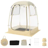 GYMAX Transparentes Zelt, Pop-up-Zelt für 2–4 Personen, durchsichtiges Kuppelzelt, inkl. Tragetasche, Warmer Wintergarten im Winter, Campingzelt für Sportveranstaltungen & Camping (128x128 cm)