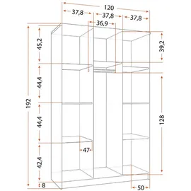 Deine Möbel 24 Kinderkleiderschrank, Weiß, Grün, Holzwerkstoff, 120x192x50 cm, Kinder- & Jugendzimmer, Kindermöbel, Kinderkleiderschränke