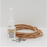 Auroris Schmuckset DIY-Set aus 5m Lederband, Verschlüssen und Kleber für Ketten/Armbänder beige 3 mm