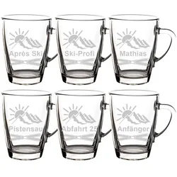 Glasbecher Kaffeebecher 300 ml - Après Ski - 6 Stück