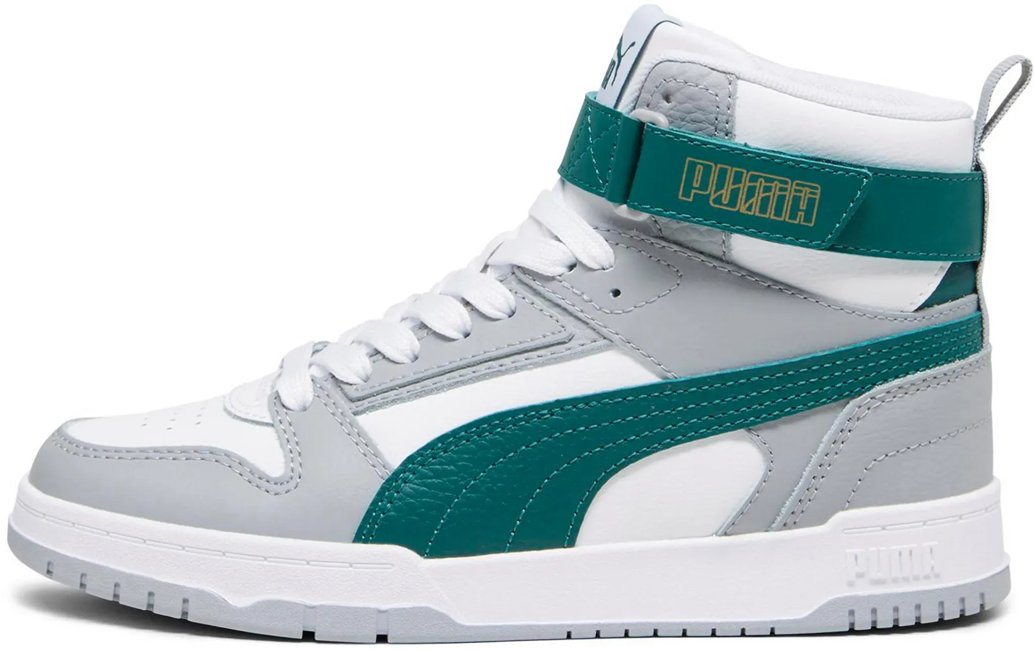 PUMA RBD Game Jr Sneaker Kinder in puma white-malachite-cool mid gray-gold, Größe 37 - weiß