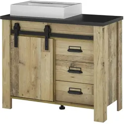 Einzelwaschtisch mit Aufsatzbecken   ¦ holzfarben ¦ Maße (cm): B: 95 H: 91 T: 43.0