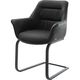 DeLife Freischwinger Kaira-Flex Echt-Leder Schwarz Freischwinger flach Schwarz