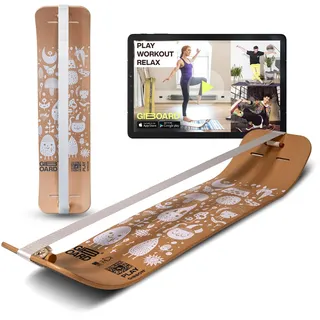 GIBBON Giboard-Set - Play White | Innovatives 106cm Balance Board | Gleichgewichtstrainer | Interaktives Training mit App | Für zu Hause oder unterwegs | Ideal für Tricks & Workouts | Inkl. Slackline