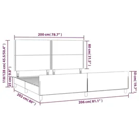 vidaXL Bettgestell mit Kopfteil 200 x 200 cm Weiß