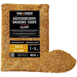 PINI 800 g Räucherchips Erle ohne Rinde 1-3 mm Smoking Chips Räucherspäne