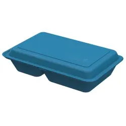 Lunchbox ToGo, medium, 2-geteilt, Wiederverwendbare und recycelbare Essensbox, 1 Stück, Farbe: blau