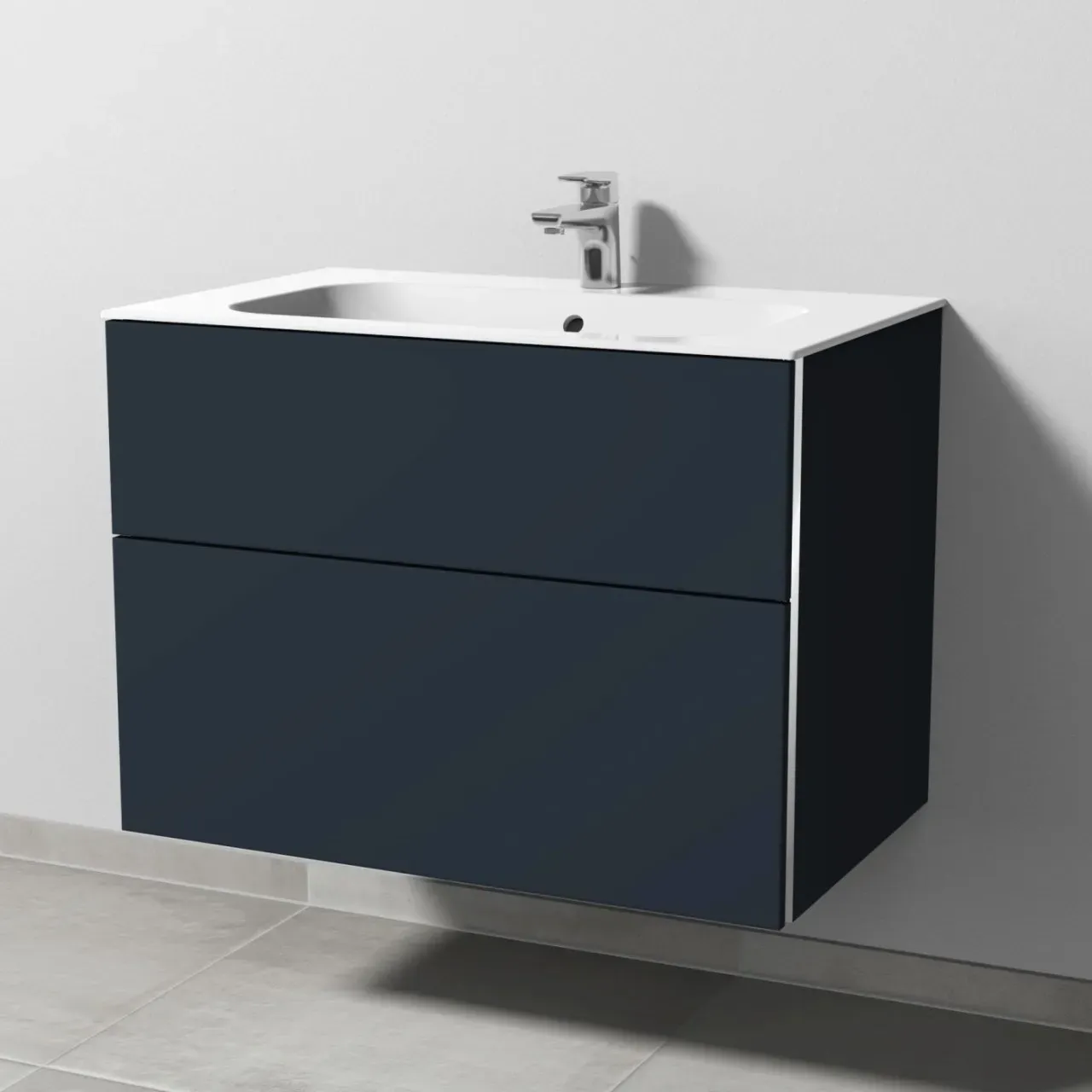 Sanipa 3way Keramik-Set Finion Keramik-Waschtisch und Unterbau mit 2 Auszügen, Marine-Matt BP4001R