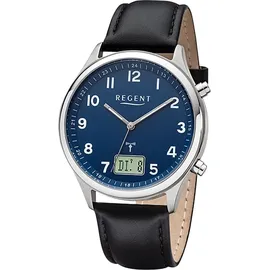 REGENT Herren Funkuhr Analog-Digital Lederarmband schwarz