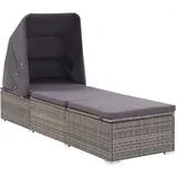 Vidaxl Sun Lounger With Canopy And Cushion Poly Rattan Grey