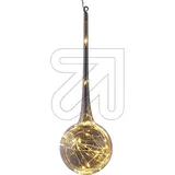 Hellum LED Glastropfen 40x13 cm beschichtetes Glas 30 LEDs warmweiß inkl. Fernbedienung rauchgrau