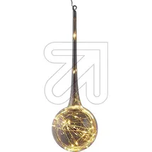 Hellum LED Glastropfen 40x13 cm beschichtetes Glas 30 LEDs warmweiß inkl. Fernbedienung rauchgrau