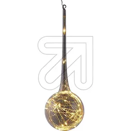 Hellum LED Glastropfen 40x13 cm beschichtetes Glas 30 LEDs warmweiß inkl. Fernbedienung rauchgrau