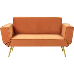 Schlafsofa 2-Sitzer SAARELA Samtstoff Orange