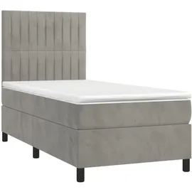 vidaXL Boxspringbett mit Matratze & LED Hellgrau 100x200 cm Samt