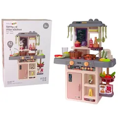 LEAN Toys Kinder-Küchenset Küche Zubehör Lichteffekte Spielzeug Set Sounds Herd Ofen Kühlschrank