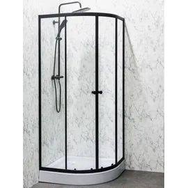 KERRA Leo 80 Schwarz gebogene Duschkabine mit Duschwanne