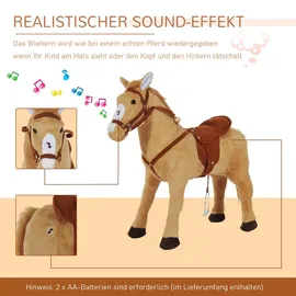 Homcom Reitpferd Spielpferd Plüschpferd Spielpferd für Kinder Stehpferd mit Sound Beige